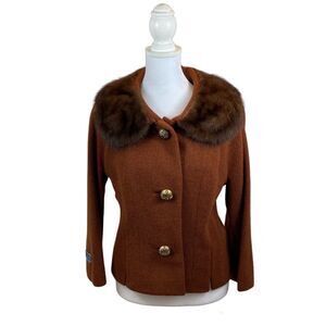 Rare New With Tags Vintage 50’s Rothmoor Wool Cropped a jacket with Fur Collar M